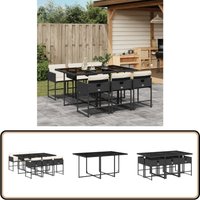7-tlg. Garten-Essgruppe mit Kissen Schwarz Poly Rattan - Gartenmöbel Set - Esstisch - Gartenstühle - Outdoor Möbel - Balkonmöbel 7-tlg. Garten-Essgruppe mit Kissen Schwarz Poly Rattan - Gartenmöbel Set - Esstisch - Gartenstühle - Outdoor Möbel - Balkonmöbel von VIDAXL