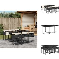 7-tlg. Garten-Essgruppe mit Kissen Schwarz Poly Rattan - Gartenmöbel Set - Esstisch - Gartenstühle - Outdoor Möbel - Balkonmöbel 7-tlg. Garten-Essgruppe mit Kissen Schwarz Poly Rattan - Gartenmöbel Set - Esstisch - Gartenstühle - Outdoor Möbel - Balkonmöbel von VIDAXL