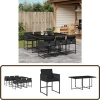 7-tlg. Garten-Essgruppe mit Kissen Schwarz Poly Rattan - Gartentisch - Esstisch Set - Gartenmöbel - Outdoor Möbel - Terrassenmöbel 7-tlg. Garten-Essgruppe mit Kissen Schwarz Poly Rattan - Gartentisch - Esstisch Set - Gartenmöbel - Outdoor Möbel - Terrassenmöbel von VIDAXL