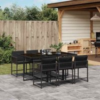 7-tlg. Garten-Essgruppe mit Kissen Schwarz Poly Rattan Vidaxl 865337 von VIDAXL