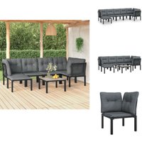 7-tlg. Garten-Lounge-Set Schwarz und Grau Poly Rattan - Gartensessel - Loungesessel - Gartenmöbel Set - Outdoor Möbel - Rattan Sessel von VIDAXL