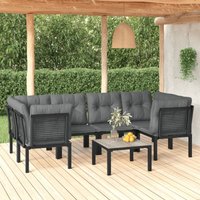 Vidaxl - 7-tlg. Garten-Lounge-Set Schwarz und Grau Poly Rattan von VIDAXL