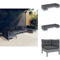 7-tlg. Garten-Lounge-Set mit Kissen Grau Kiefer Massivholz - Garten Lounge Set - Kiefernholzmöbel - Outdoor Möbel - Gartenzubehör - Loungemöbel 7-tlg. Garten-Lounge-Set mit Kissen Grau Kiefer Massivholz - Garten Lounge Set - Kiefernholzmöbel - Outdoor Möbel - Gartenzubehör - Loungemöbel von VIDAXL