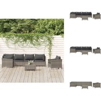 7-tlg. Garten-Lounge-Set mit Kissen Grau Poly Rattan - Gartenmöbel - Loungemöbel - Rattan Möbel - Outdoor Furniture - Gartensets von VIDAXL