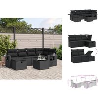 7-tlg. Garten-Sofagarnitur mit Kissen Schwarz Poly Rattan - Gartenmöbel Set - PE-Rattan Gartenmöbel - Outdoor Lounge Set - Esstisch Set - Balkonmöbel 7-tlg. Garten-Sofagarnitur mit Kissen Schwarz Poly Rattan - Gartenmöbel Set - PE-Rattan Gartenmöbel - Outdoor Lounge Set - Esstisch Set - Balkonmöbel von VIDAXL