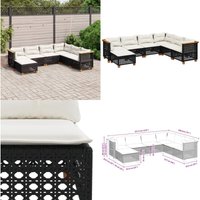 7-tlg. Garten-Sofagarnitur mit Kissen Schwarz Poly Rattan - Gartensorte - Gartenmöbel Set - PE-Rattan Möbel - Outdoor Sofa - Lounge Set - Home & 7-tlg. Garten-Sofagarnitur mit Kissen Schwarz Poly Rattan - Gartensorte - Gartenmöbel Set - PE-Rattan Möbel - Outdoor Sofa - Lounge Set - Home & von VIDAXL