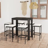 7-tlg. Gartenbar-Set mit Kissen Poly Rattan Schwarz Vidaxl von VIDAXL