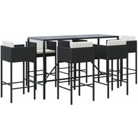 7-tlg. Gartenbar-Set mit Kissen Schwarz Poly Rattan - Vidaxl von VIDAXL