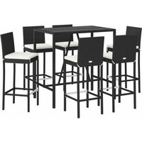 7-tlg. Gartenbar-Set mit Kissen Schwarz Poly Rattan vidaXL 7-tlg. Gartenbar-Set mit Kissen Schwarz Poly Rattan vidaXL von VIDAXL