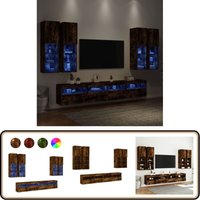 7-tlg. TV-Wohnwand mit LED-Leuchten Räuchereiche - TV Möbel - Fernsehschrank - Regal - Wohnzimmer Dekoration - LED Beleuchtung 7-tlg. TV-Wohnwand mit LED-Leuchten Räuchereiche - TV Möbel - Fernsehschrank - Regal - Wohnzimmer Dekoration - LED Beleuchtung von VIDAXL