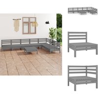 8-tlg. Garten-Lounge-Set Massivholz Kiefer Grau - Outdoor Lounge Set - Gartenmöbel - Holzmöbel - Kiefernholz - Graues Möbel 8-tlg. Garten-Lounge-Set Massivholz Kiefer Grau - Outdoor Lounge Set - Gartenmöbel - Holzmöbel - Kiefernholz - Graues Möbel von VIDAXL