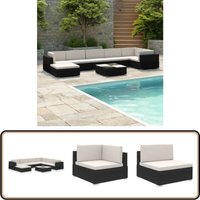 8-tlg. Garten-Lounge-Set mit Auflagen Poly Rattan Schwarz - Gartengarnitur - Lounge Möbel - Outdoor Furniture - Rattan Sessel - Gartenstuhl 8-tlg. Garten-Lounge-Set mit Auflagen Poly Rattan Schwarz - Gartengarnitur - Lounge Möbel - Outdoor Furniture - Rattan Sessel - Gartenstuhl von VIDAXL