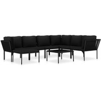 8-tlg. Garten-Lounge-Set mit Auflagen Schwarz pvc Vidaxl 8-tlg. Garten-Lounge-Set mit Auflagen Schwarz pvc Vidaxl von VIDAXL