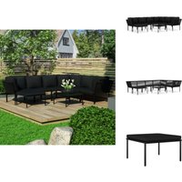 8-tlg. Garten-Lounge-Set mit Auflagen Schwarz pvc - Gartensofa - Loungemöbel - Gartenmöbel Set - Außenbereich - Balkonmöbeln von VIDAXL