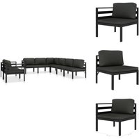 8-tlg. Garten-Lounge-Set mit Kissen Aluminium Anthrazit - Alu Loungesessel - Gartenloungeset - Outdoor Möbel - Sofa Set - Balkonmöbel von VIDAXL