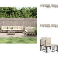 8-tlg. Garten-Lounge-Set mit Kissen Anthrazit Poly Rattan - Gartenloungeset - Loungemöbel - Outdoor Möbel - Rattan Gartenmöbel - Wetterfeste von VIDAXL