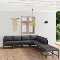 8-tlg. Garten-Lounge-Set mit Kissen Poly Rattan Grau - Vidaxl 8-tlg. Garten-Lounge-Set mit Kissen Poly Rattan Grau - Vidaxl von VIDAXL