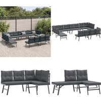 Vidaxl - 8-tlg. Garten-Sitzgruppe mit Kissen Schwarz Stahl - Gartenzubehör - Gartenmöbel - Gartenbank - Balkonmöbeln - Outdoor Möbel - Home & Living von VIDAXL