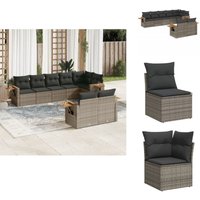 Vidaxl - 8-tlg. Garten-Sofagarnitur mit Kissen Grau Poly Rattan - Gartensofas - Outdoor Möbel - Gartenlounge - Rattanmöbel - Lounge Set von VIDAXL