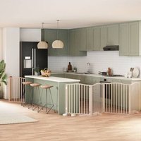 8-tlg. Hundetor mit Tür Faltbar 640 cm Pappelholz vidaXL von VIDAXL