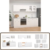 8-tlg. Küchenzeile Weiß Holzwerkstoff - Küchenzeile - Weiße Küche - Einbauküche - Holzwerkstoff - Küchenmöbel von VIDAXL