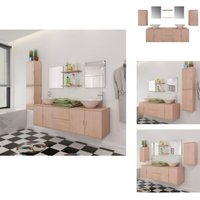 9-tlg. Badmöbel und Waschbecken Set Beige - Badezimmerstil - Badmöbel - Wandhängender Waschtisch - Wascht TischSet - Badezimmerausstattung 9-tlg. Badmöbel und Waschbecken Set Beige - Badezimmerstil - Badmöbel - Wandhängender Waschtisch - Wascht TischSet - Badezimmerausstattung von VIDAXL
