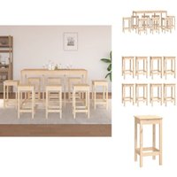 9-tlg. Bar-Set Massivholz Kiefer - Kiefernholzmöbel - Bar Set - Bartisch - Barstühle - Kücheninsel von VIDAXL
