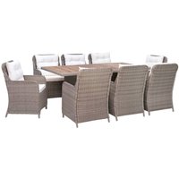 Vidaxl - 9-tlg. Garten-Essgruppe mit Auflagen Poly Rattan Braun von VIDAXL