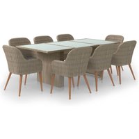 Vidaxl - 9-tlg. Garten-Essgruppe Poly Rattan Braun Vidaxl - 9-tlg. Garten-Essgruppe Poly Rattan Braun von VIDAXL