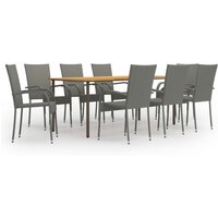 9-tlg. Garten-Essgruppe Poly Rattan Grau Vidaxl von VIDAXL