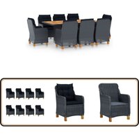 9-tlg. Garten-Essgruppe mit Auflagen Poly Rattan Dunkelgrau - Gartenmöbel - Essgruppen - Outdoor Furniture - Rattan Gartenmöbel - Poolside Lounge 9-tlg. Garten-Essgruppe mit Auflagen Poly Rattan Dunkelgrau - Gartenmöbel - Essgruppen - Outdoor Furniture - Rattan Gartenmöbel - Poolside Lounge von VIDAXL