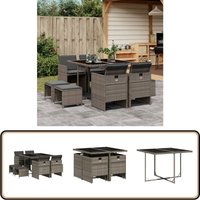 9-tlg. Garten-Essgruppe mit Kissen Grau Poly Rattan - Gartengestell - Gartenset - Outdoor Möbel - Gartenmöbel - Rattan Gartenmöbel 9-tlg. Garten-Essgruppe mit Kissen Grau Poly Rattan - Gartengestell - Gartenset - Outdoor Möbel - Gartenmöbel - Rattan Gartenmöbel von VIDAXL