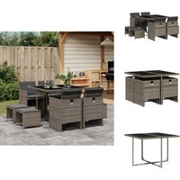 9-tlg. Garten-Essgruppe mit Kissen Grau Poly Rattan - Gartengestell - Gartenset - Outdoor Möbel - Gartenmöbel - Rattan Gartenmöbel 9-tlg. Garten-Essgruppe mit Kissen Grau Poly Rattan - Gartengestell - Gartenset - Outdoor Möbel - Gartenmöbel - Rattan Gartenmöbel von VIDAXL