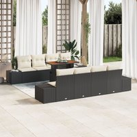 Garten Sofagruppe Set aus 7 Schwarz Kunst-Rattan, Polyester - Vidaxl von VIDAXL