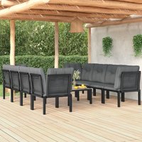 Vidaxl - 9-tlg. Garten-Lounge-Set Schwarz und Grau Poly Rattan von VIDAXL