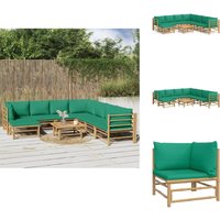 Vidaxl - 9-tlg. Garten-Lounge-Set mit Grünen Kissen Bambus - Bambus Möbel - Gartenloungeset - Outdoor Möbel - Esstisch - Wohnzimmergarnitur von VIDAXL