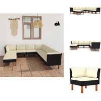 9-tlg. Garten-Lounge-Set mit Kissen Poly Rattan Schwarz - Gartensortiment - Loungemöbel - Gartenloungeset - PE-Rattan Möbel - Outdoormöbel 9-tlg. Garten-Lounge-Set mit Kissen Poly Rattan Schwarz - Gartensortiment - Loungemöbel - Gartenloungeset - PE-Rattan Möbel - Outdoormöbel von VIDAXL