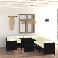 9-tlg. Garten-Lounge-Set mit Kissen Poly Rattan Schwarz - Vidaxl 9-tlg. Garten-Lounge-Set mit Kissen Poly Rattan Schwarz - Vidaxl von VIDAXL