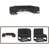 Vidaxl - 9-tlg. Garten-Lounge-Set mit Kissen Schwarz Massivholz Kiefer - Gartensofa - Lounge Set - Gartenmöbel - Outdoor Möbel - Rattan Gartenmöbel Vidaxl - 9-tlg. Garten-Lounge-Set mit Kissen Schwarz Massivholz Kiefer - Gartensofa - Lounge Set - Gartenmöbel - Outdoor Möbel - Rattan Gartenmöbel von VIDAXL
