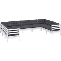 9-tlg. Garten-Lounge-Set mit Kissen Weiß Kiefernholz Vidaxl 9-tlg. Garten-Lounge-Set mit Kissen Weiß Kiefernholz Vidaxl von VIDAXL