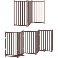 9-tlg. Hundetor mit Tür Faltbar Braun 450 cm Pappelholz vidaXL von VIDAXL