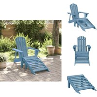 Adirondack-Stuhl mit Fußstütze Blau Massivholz Tanne - Holzsessel - Gartenstuhl - Outdoor Möbel - Terrasse - Balkon von VIDAXL