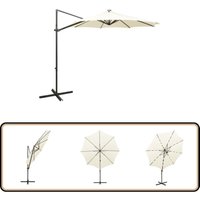 Ampelschirm mit LED-Beleuchtung 300 cm Sandweiß - Sonnenschirm - Gartenmöbel - Terrasse - Außenbeleuchtung - LED-Schirm von VIDAXL