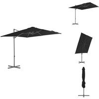 Ampelschirm mit Stahl-Mast 250x250 cm Schwarz - Gartenschirm - Sonnenschirm - Ampelschirm - Outdoor Möbel - Garten Dekoration von VIDAXL