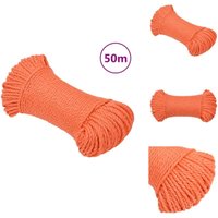 Arbeitsseil Orange 6 mm 50 m Polypropylen - Arbeiten Seil - pp Seil - Polyester Seil - Orange Seil - Baumarkt Zubehör von VIDAXL
