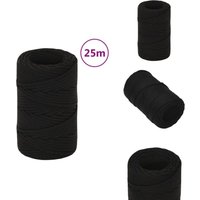 Arbeitsseil Schwarz 2 mm 25 m Polyester - Arbeitseil - Polyester Seil - Geflochtenes Seil - Baumarkt Zubehör - Gartenseil von VIDAXL
