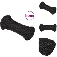Arbeitsseil Schwarz 3 mm 100 m Polypropylen - Seil - Seile - Gedrehtes Seil - Gedrehte Schnur von VIDAXL
