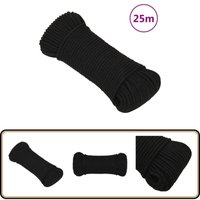 Arbeitsseil Schwarz 5 mm 25 m Polyester - Arbeitseil - Polyester Seil - Geflochtenes Seil - Baumarkt Zubehör - Gartenseil von VIDAXL