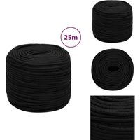 Arbeitsseil Schwarz 6 mm 25 m Polyester - Arbeitseil - Polyester Seil - Schnur - Baumarkt Zubehör - Gartenseil von VIDAXL