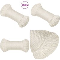 Arbeitsseil Weiß 3 mm 100 m Polypropylen - Arbeiterseil - PP-Seil - Polyesterseil - Baumarkt - Gartenseil - Home & Living von VIDAXL